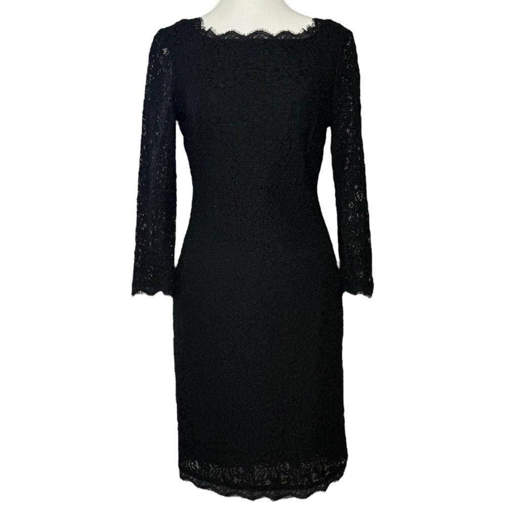 ▪️|EUC| ADRIANNA PAPELL Long Sleeve Scalloped Hem Lace Full Zip Dress